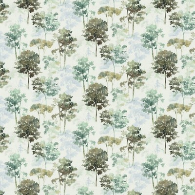 Kasmir Tranquil Trees Sky in 1453 Blue Cotton  Blend Fire Rated Fabric Light Duty NFPA 260  Vine and Flower   Fabric